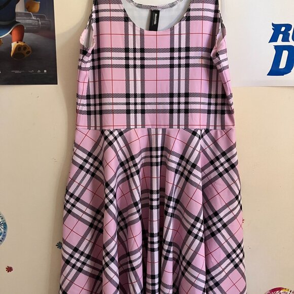 Blackmilk Tartan Sugar Scoop Skater Dress - Limited Style Pink & Black Plaid XL - Picture 7 of 13
